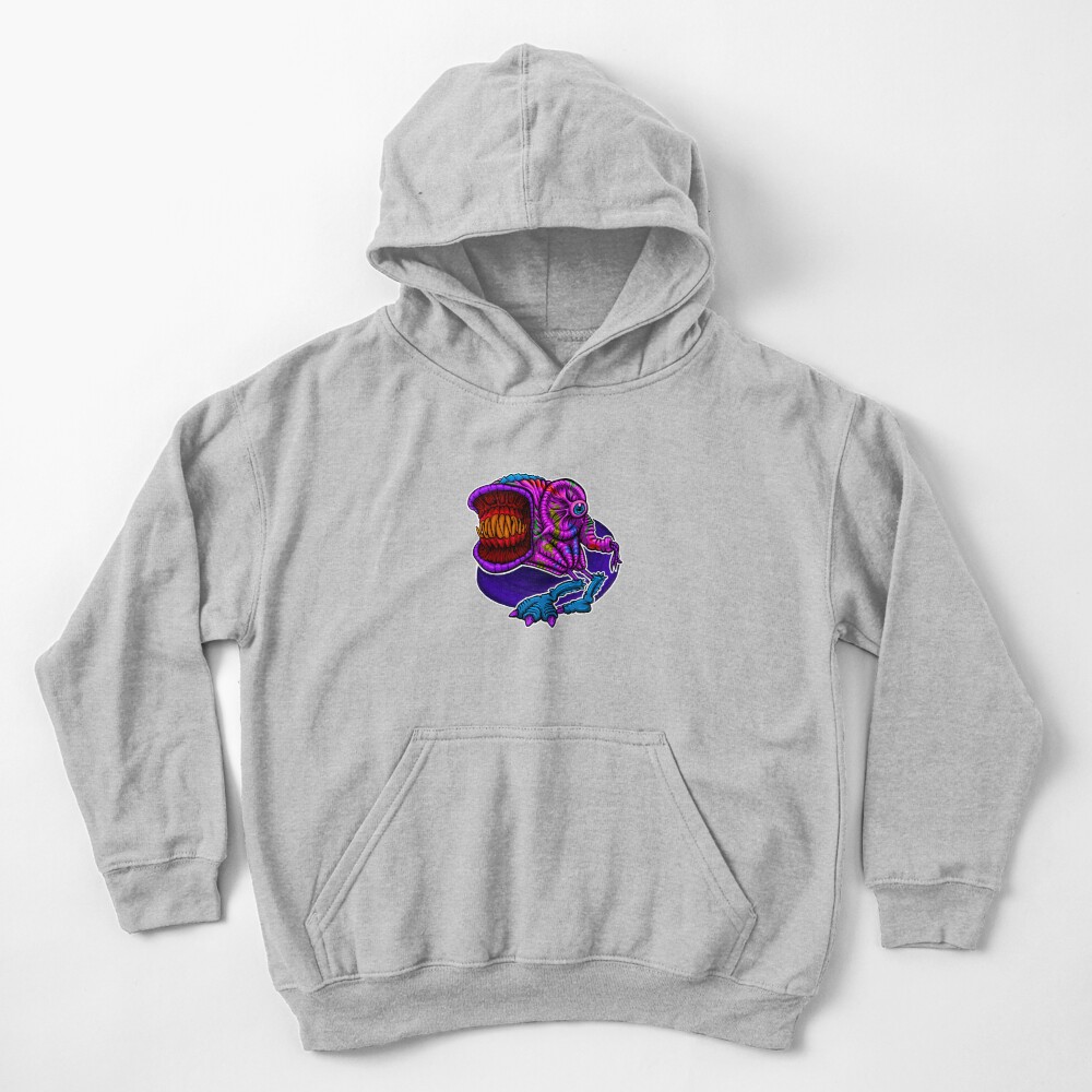 Purple Monster Creature Kids Pullover Hoodie