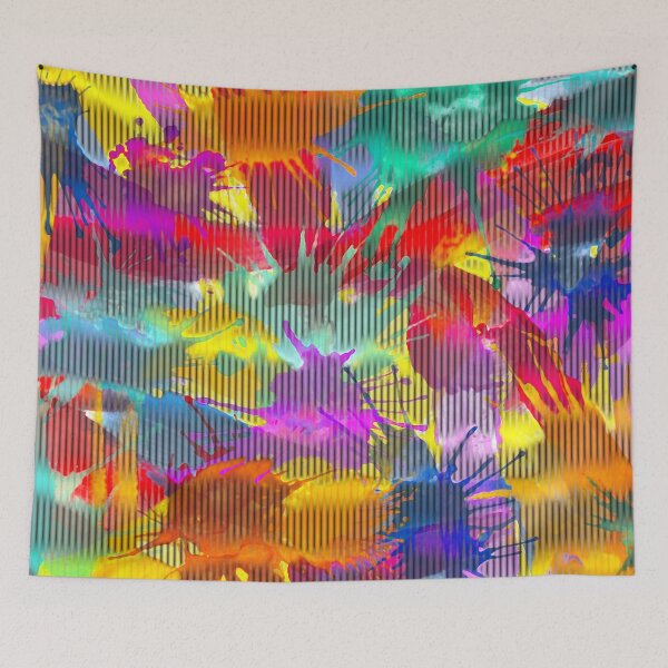 Item preview, Multicolored Painting Splashes and Stripes Pattern designed and sold by EDDArt.