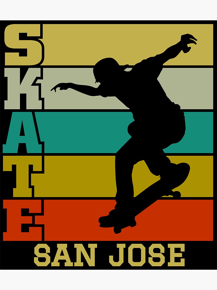 "San Jose Skate, Skateboard, Skateboarder, Square Retro Sunset