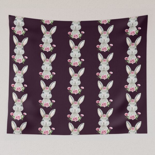 Item preview, Woodland Rabbit with Pink Floral Poppies designed and sold by Paulele.