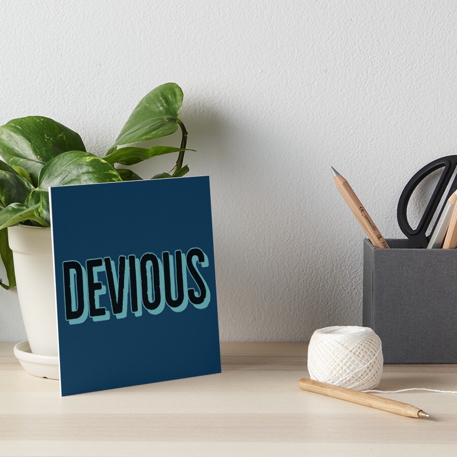 devious-sneaky-word-in-black-and-blue-art-board-print-by-words