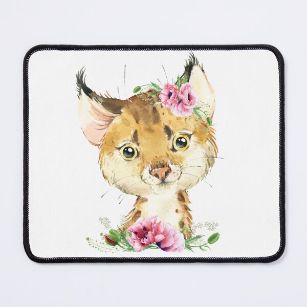 Item preview, Woodland Lynx with Pink Floral Poppies designed and sold by Paulele.