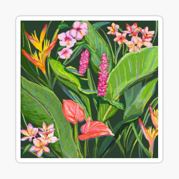 Tropical jungle blooms  Sticker
