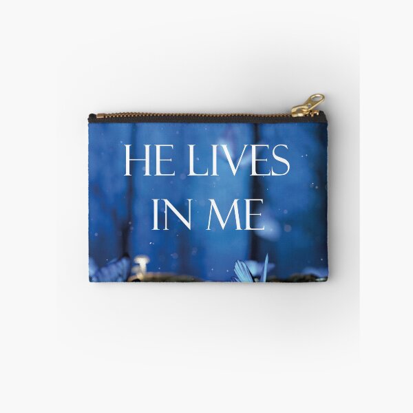 Item preview, He lives in me - bible quote/ verse with blue butterfly background designed and sold by melissamaduka.