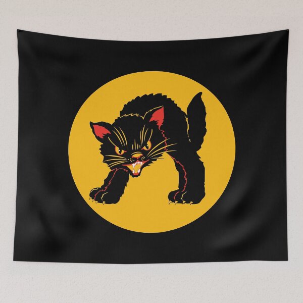 Item preview, Vintage Retro Fraidy Black Cat designed and sold by Pink Pineapple Works.