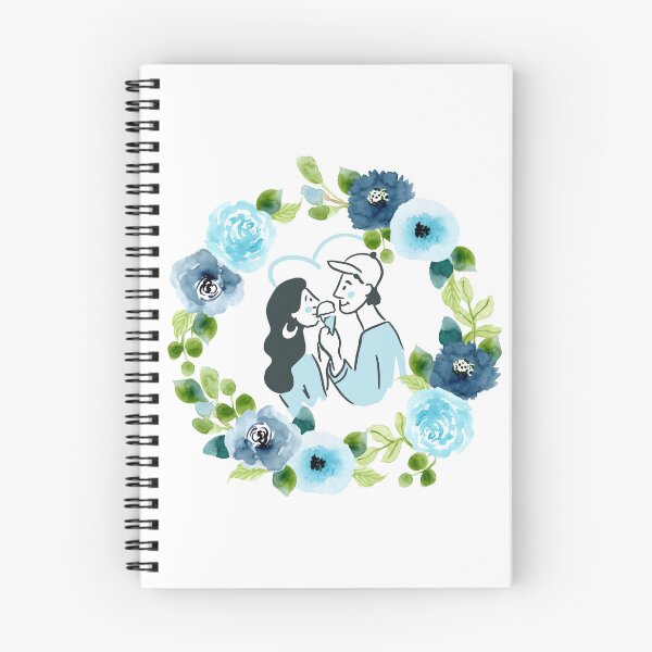 Aperçu de l'œuvre Couple amoureux Art de guirlande de fleurs bleues - Love Design créée et vendue par CreativNode.