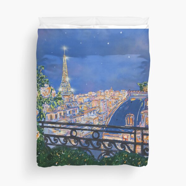 midnight in paris illustration Duvet Cover