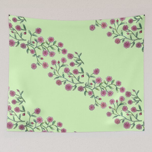 Item preview, Stylised Climbing Roses on Light Green Background designed and sold by CarolineLembke.