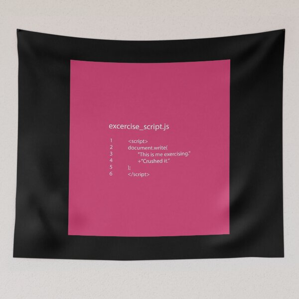 Item preview, Exercise_script.js WHITE TEXT Drawstring Bag designed and sold by UchihaFujii.