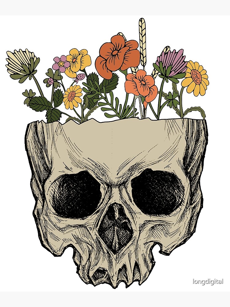 Vintage Skull Wildflowers 3 2022 Poster For Sale By Longdigital Redbubble