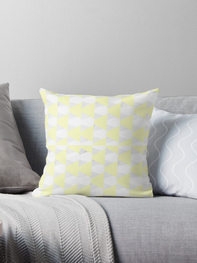Yellow and grey marble pattern pillow by ARTbyJWP | redbubble.com