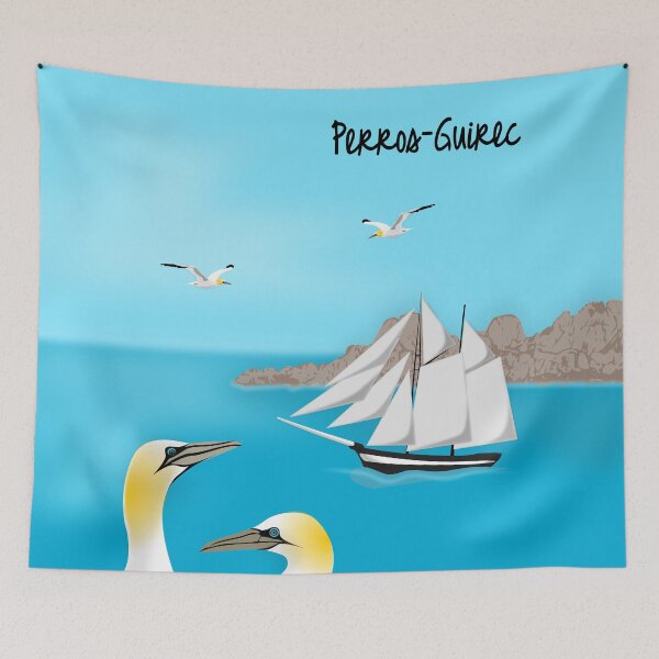 Item preview, Gannets and old sailing ship, Perros-Guirec, Pink Granite Coast, Brittany designed and sold by NolDesigns.