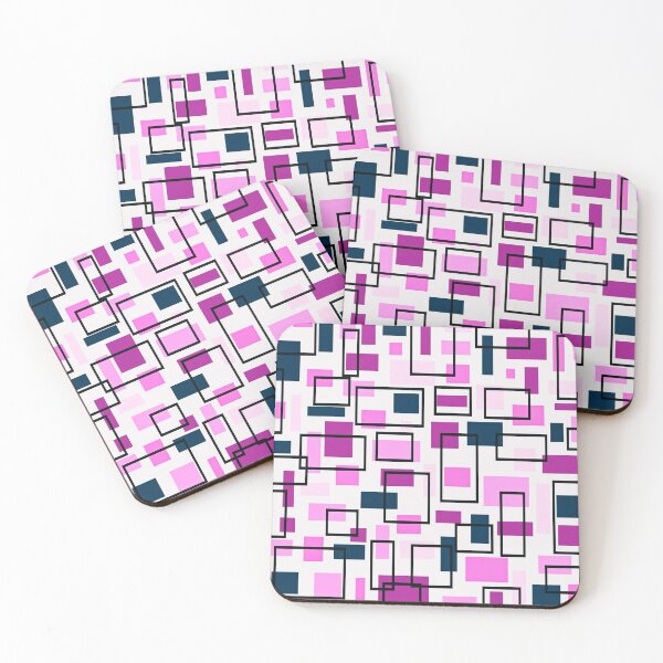 Item preview, Retro Inspired Squares - Pink, Navy Blue, Fuchsia designed and sold by TotallyRetroArt.