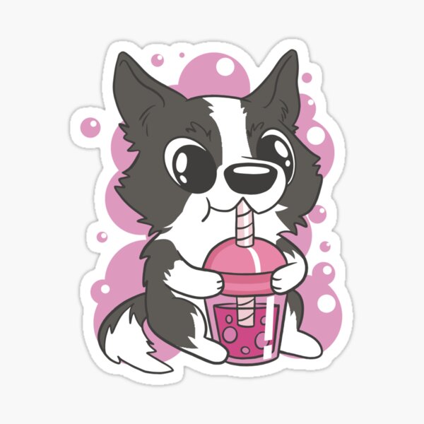 Vista previa del artículo con la obra «BORDER COLLIE BEBIENDO TÉ DE BOBA BOLAS DE TAPIOCA TÉ DE BURBUJAS», diseñado y vendido por sobriowslen.