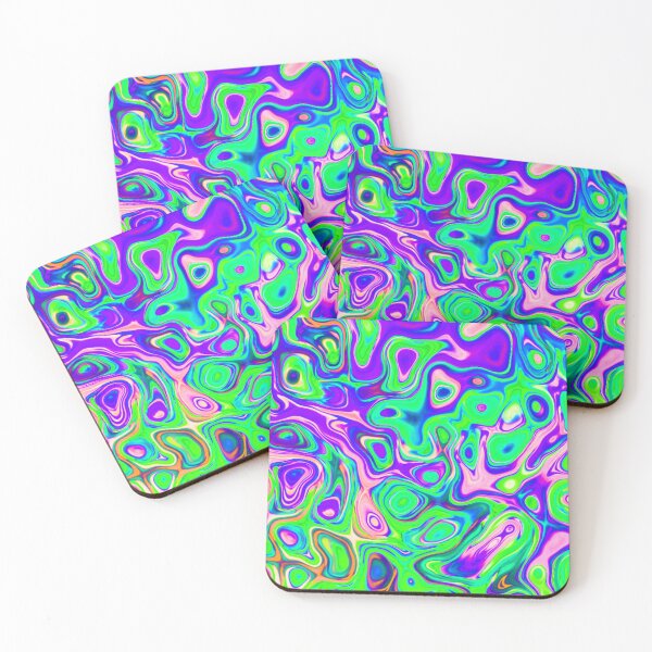 Item preview, Psychedelic Liquid Swirl - Green and Purple designed and sold by TotallyRetroArt.