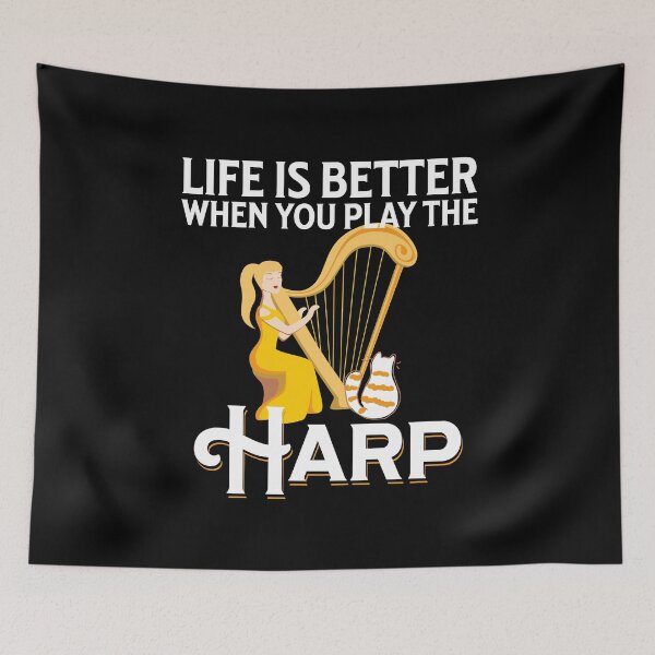 Item preview, Life Is Better When You Play The Harp Cat Lover designed and sold by Betsytiptoe.