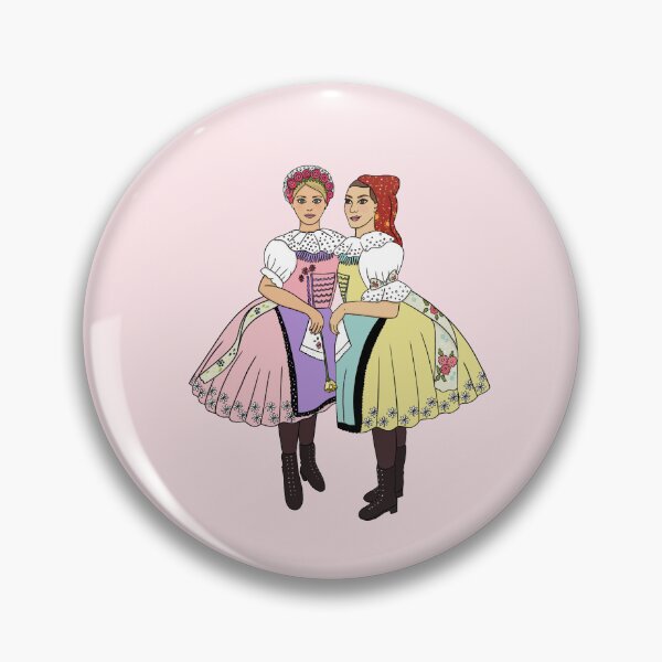 Item preview, Girls of Velke Pavlovice / Holky z Velke Pavlovic on pink, Czech folklore, Moravian folklore, designed and sold by Naty Design Prague.