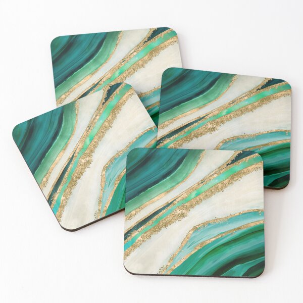 Item preview, Emerald green watercolor and gold designed and sold by k9printart.