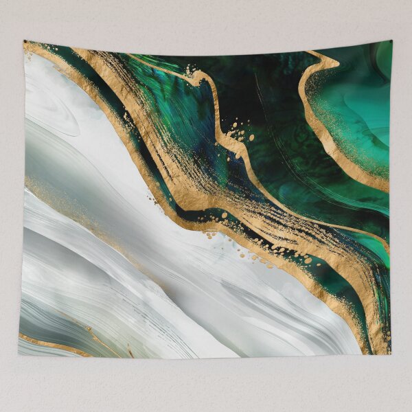 Item preview, Malachite green watercolor and gold designed and sold by k9printart.