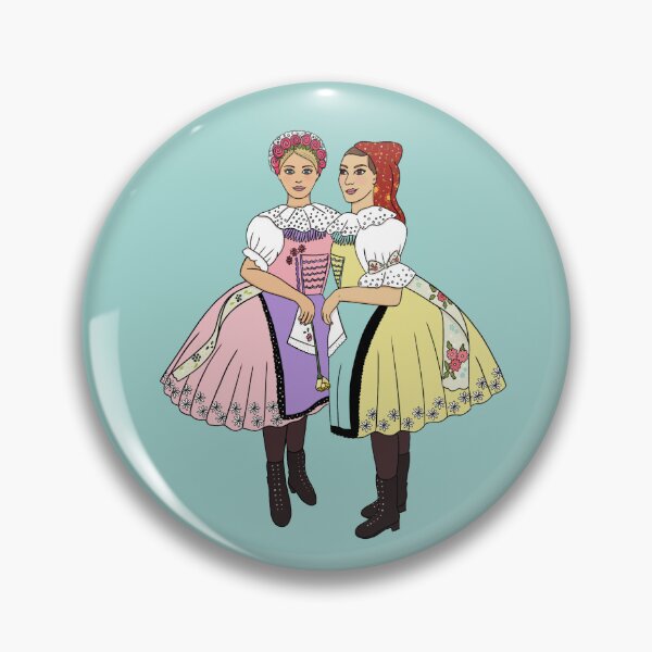 Item preview, Girls of Velke Pavlovice / Holky z Velke Pavlovic on blue, Czech folklore, Moravian folklore, designed and sold by Naty Design Prague.