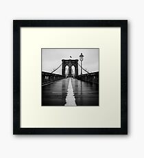 Brooklyn Bridge In Rain Framed Print