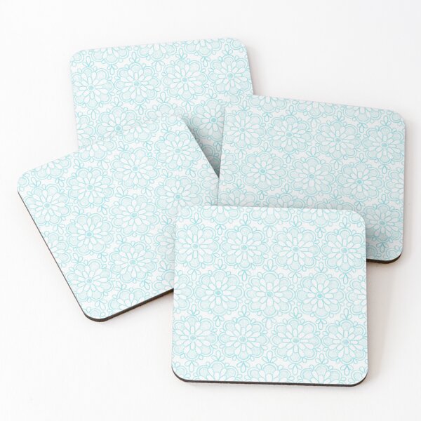 Item preview, Turquoise contours of abstract flowers designed and sold by IrinaIkar.