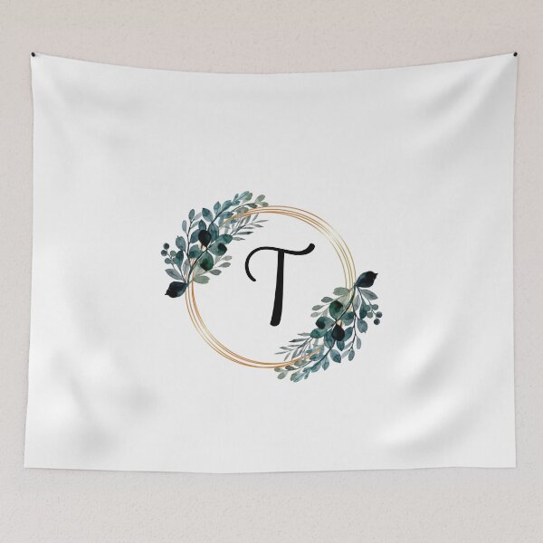 Item preview, Monogram Letter T | Laurels with Gold Borders designed and sold by JustSeasons.