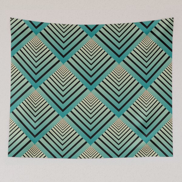 Item preview, Retro Pattern, Fish Scales, Turquoise / Black designed and sold by AlfabetDesign.