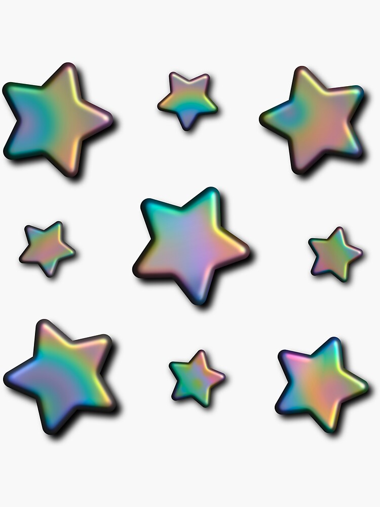 Thumbnail 3 of 3, Sticker, Iridescent Stars designed and sold by dinaaaaaah.