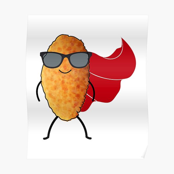 "Super Hero Chicken Nuggets Sunglasses Fast Food Funny" Poster for Sale
