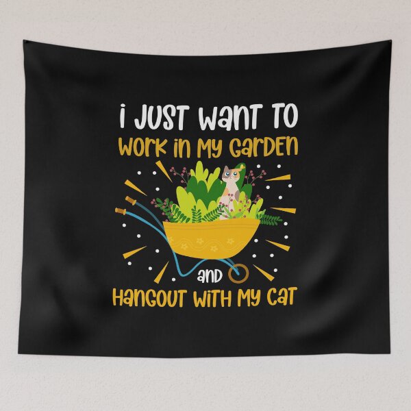 Item preview, I Just Want To Work In My Garden And Hangout With My Cat designed and sold by haselshirt.