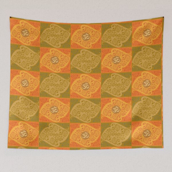 Item preview, Om symbol in a floral patterned motif designed and sold by ZOXOFO.