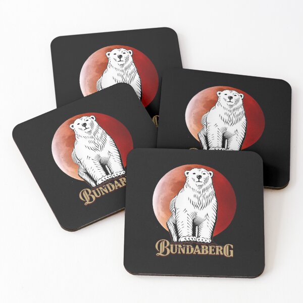 Bundaberg Rum White Bear Red Big Moon Coasters (Set of 4)