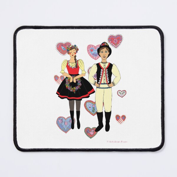 Item preview, Klara and Kuba, from Moravia, Czech folk boy and girl, folk hearts designed and sold by Folkiestore.