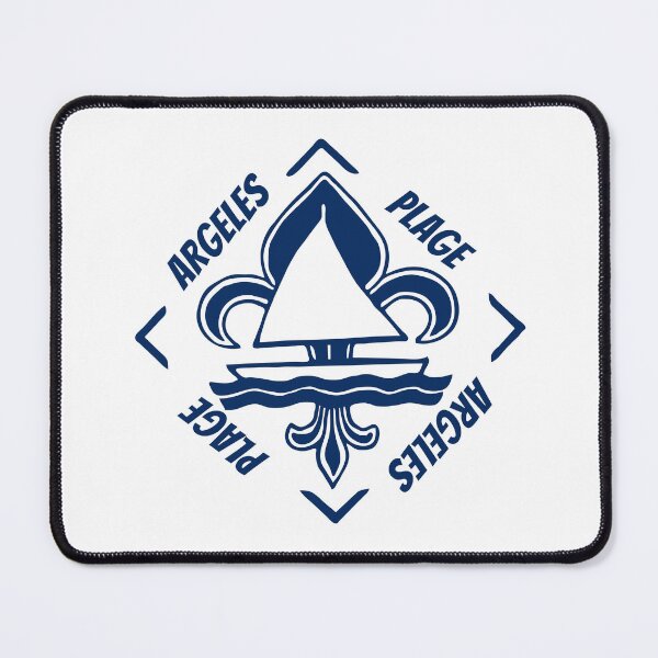 Item preview, Argeles Plage - French Seaside Resort - France - Navy Blue Vintage Sailor Logo - Sailing Boat with Heraldic Lily designed and sold by Vintage-TM.