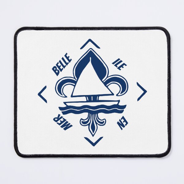 Item preview, Belle Ile en Mer in Gascogne, Brittany, France - French Seaside Resort - Navy Blue Vintage Sailor Logo - Sailing Boat with Heraldic Lily designed and sold by Vintage-TM.