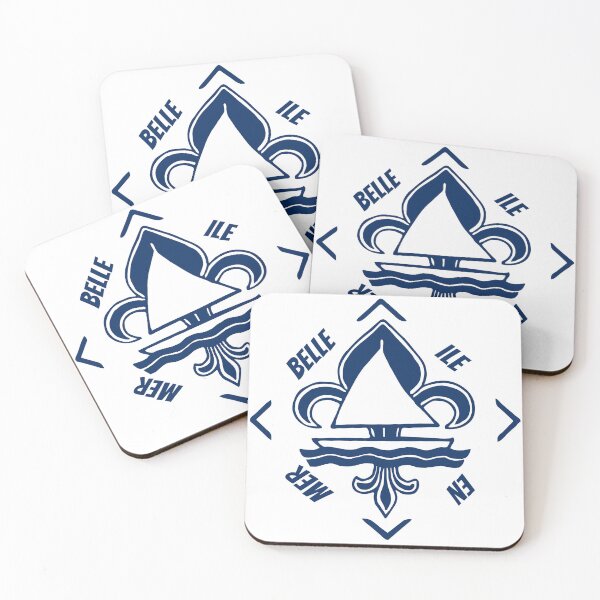 Item preview, Belle Ile en Mer in Gascogne, Brittany, France - French Seaside Resort - Navy Blue Vintage Sailor Logo - Sailing Boat with Heraldic Lily designed and sold by Vintage-TM.