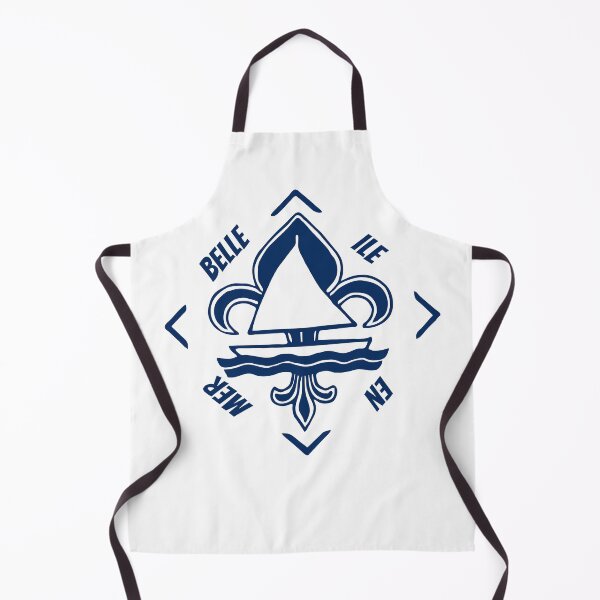 Item preview, Belle Ile en Mer in Gascogne, Brittany, France - French Seaside Resort - Navy Blue Vintage Sailor Logo - Sailing Boat with Heraldic Lily designed and sold by Vintage-TM.