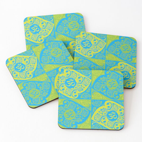 Item preview, Aum symbol on blue green floral patterned motif designed and sold by ZOXOFO.