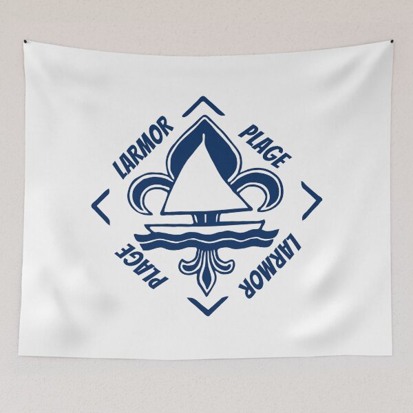 Item preview, Larmor Plage in Lorient, Brittany, France - French Seaside Resort - Navy Blue Vintage Sailor Logo - Sailing Boat with Heraldic Lily designed and sold by Vintage-TM.