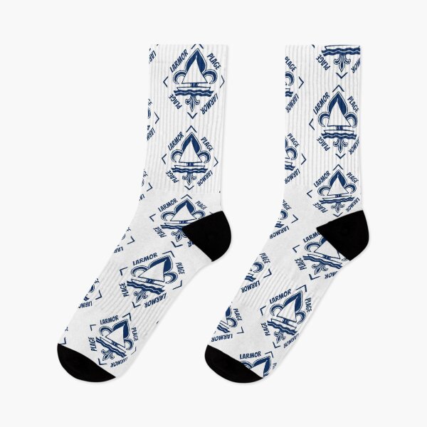 Item preview, Larmor Plage in Lorient, Brittany, France - French Seaside Resort - Navy Blue Vintage Sailor Logo - Sailing Boat with Heraldic Lily designed and sold by Vintage-TM.