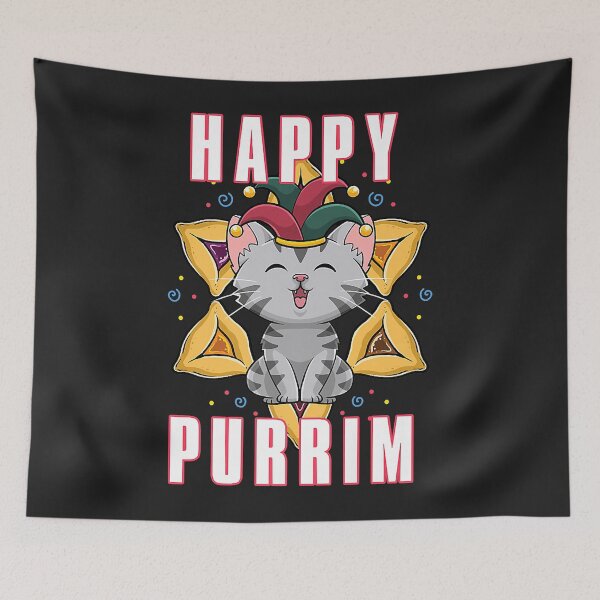 Item preview, Happy Purim Jewish Holiday Purrim Funny Cat Hebrew Jew Premium designed and sold by virnmjan.