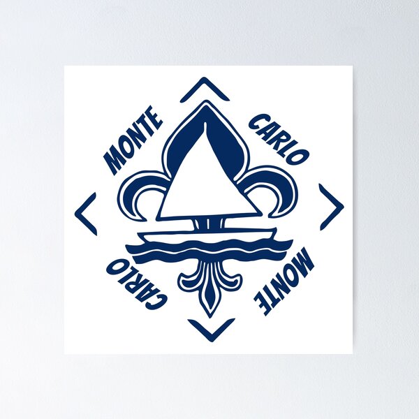 Item preview, Monte Carlo in Monaco - French Seaside Resort - Navy Blue Vintage Sailor Logo - Sailing Boat with Heraldic Lily designed and sold by Vintage-TM.