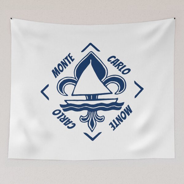 Item preview, Monte Carlo in Monaco - French Seaside Resort - Navy Blue Vintage Sailor Logo - Sailing Boat with Heraldic Lily designed and sold by Vintage-TM.