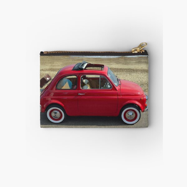 Item preview, Classic Red Fiat 500  motor car with picnic basket parked on seafront promenade. designed and sold by Umdash919.