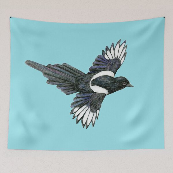 Item preview, Flying magpie pencil illustration designed and sold by Bwiselizzy.