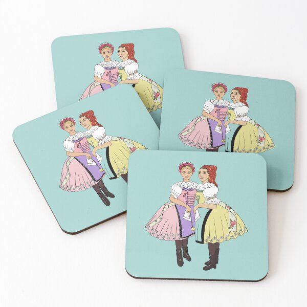 Item preview, Girls of Velke Pavlovice / Holky z Velke Pavlovic on blue, Czech folklore, Moravian folklore,  designed and sold by Folkiestore.