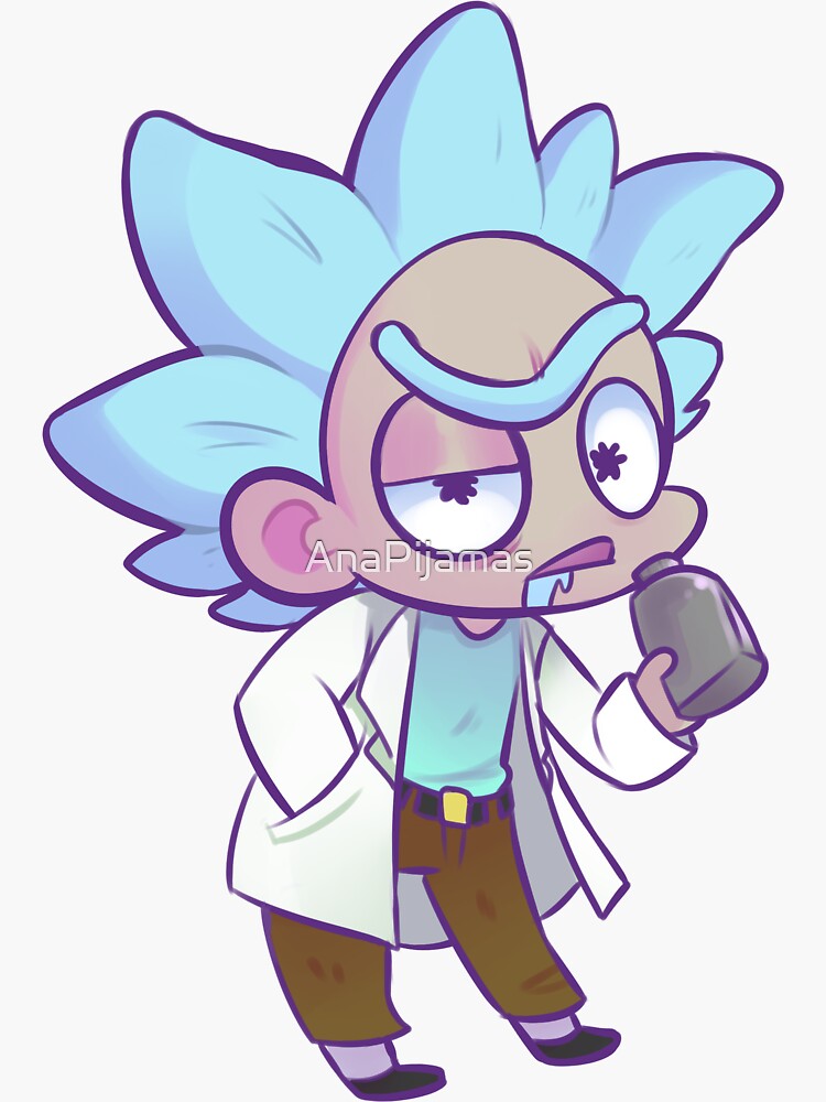 Tiny Rick Sticker For Sale By Anapijamas Redbubble