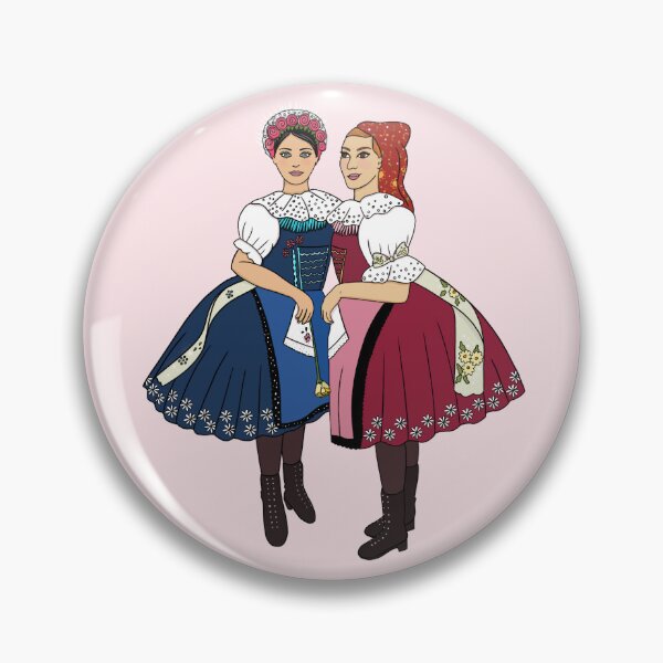 Item preview, Girls of Velke Pavlovice / Holky z Velke Pavlovic on pink, Czech folklore, Moravian folklore,  designed and sold by Folkiestore.