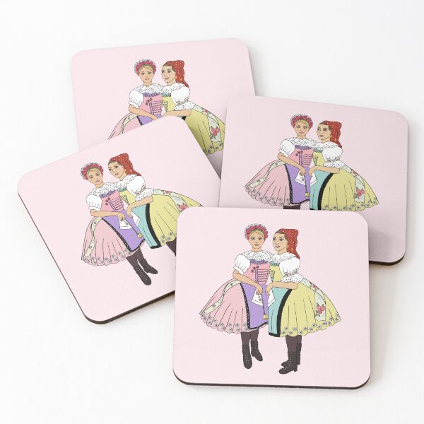 Item preview, Girls of Velke Pavlovice / Holky z Velke Pavlovic on pink, Czech folklore, Moravian folklore,  designed and sold by Folkiestore.